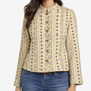 Orvis Vintage Yellow Floral Jacket Women’s Medium Button Up Cottagecore Heritage